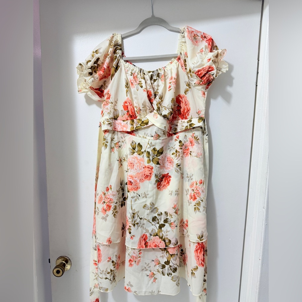Floral Dress with Puff Sleeves